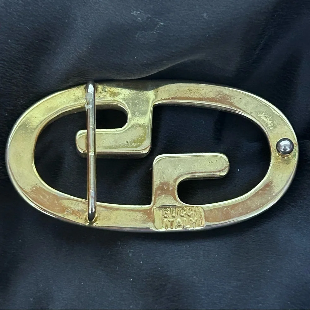 Vintage Gucci Double G GG Two-Tone Belt Buckle Made in Italy